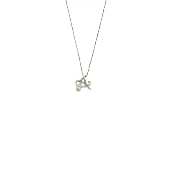 Girocollo Cambria Iniziale Oro Bianco Diamanti Ct 0,035
