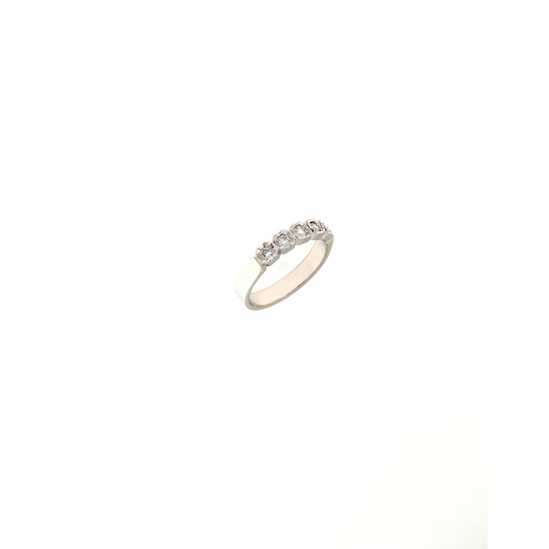 Anello Cambria Riviere 5 Pietre Oro Bianco Diamanti Ct 0,33