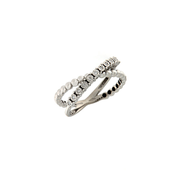 Anello Cambria Fantasia Oro Bianco Diamanti Ct 0,06