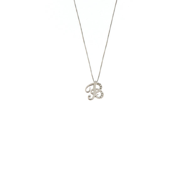 Girocollo Cambria Iniziale Oro Bianco Diamanti Ct 0,03