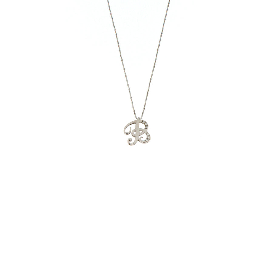 Girocollo Cambria Iniziale Oro Bianco Diamanti Ct 0,03