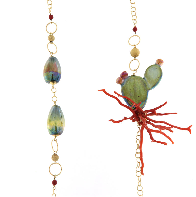 Orobarocco Collana Pala Fico D'india Corallo