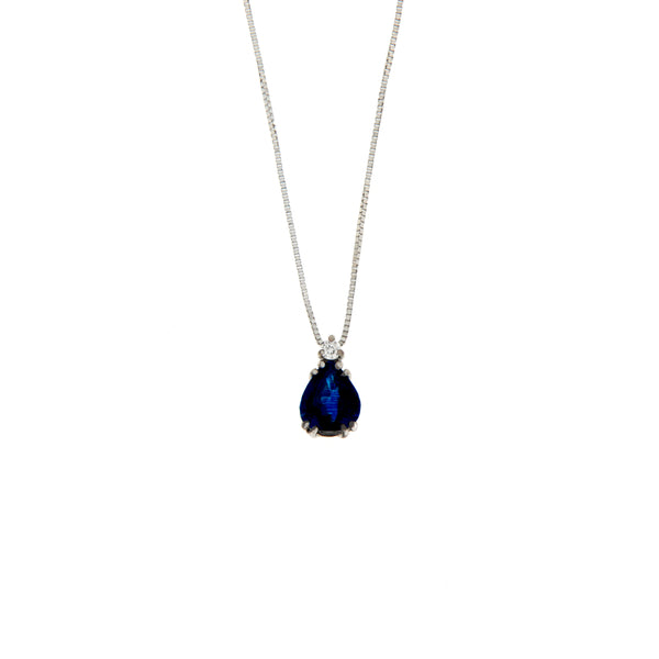 Girocollo Cambria Colore Oro Bianco Zaffiro Ct 0,77 Diamanti Ct 0,03
