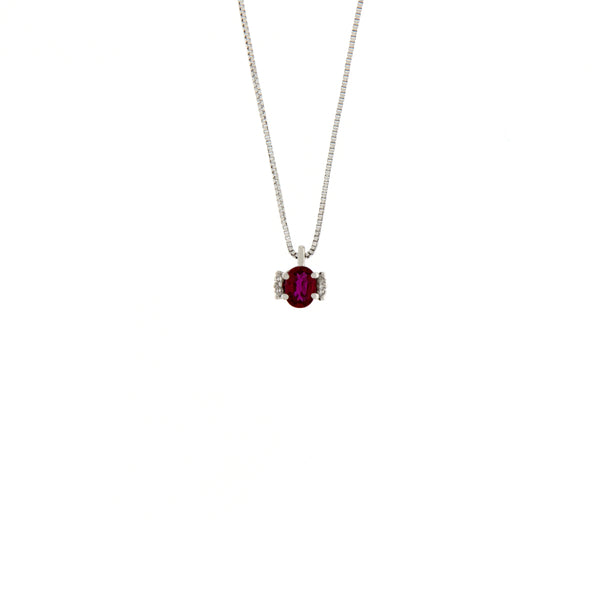 Girocollo Cambria Colore Oro Bianco Rubino Ct 0,26 Diamanti Ct 0,015