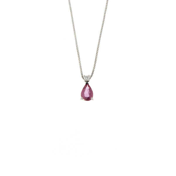 Girocollo Cambria Colore Oro Bianco Rubino Ct 0,47 Diamanti Ct 0,03