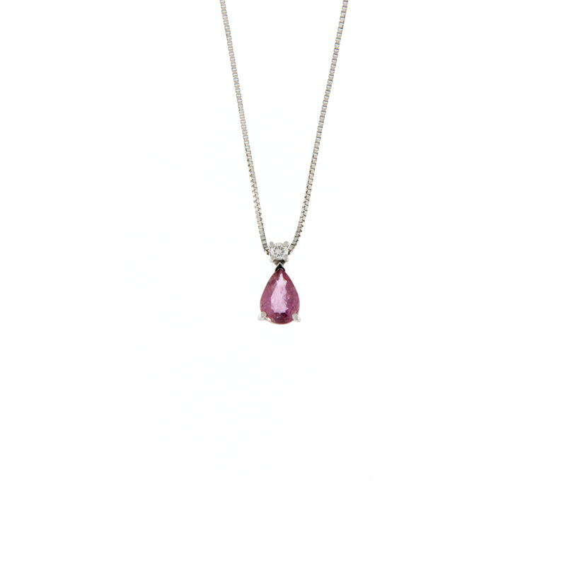 Girocollo Cambria Colore Oro Bianco Rubino Ct 0,47 Diamanti Ct 0,03