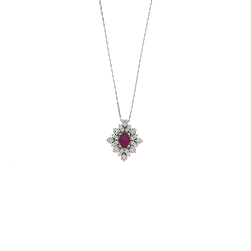 Girocollo Cambria Colore Oro Bianco Rubino Ct 0,52 Diamanti Ct 0,32