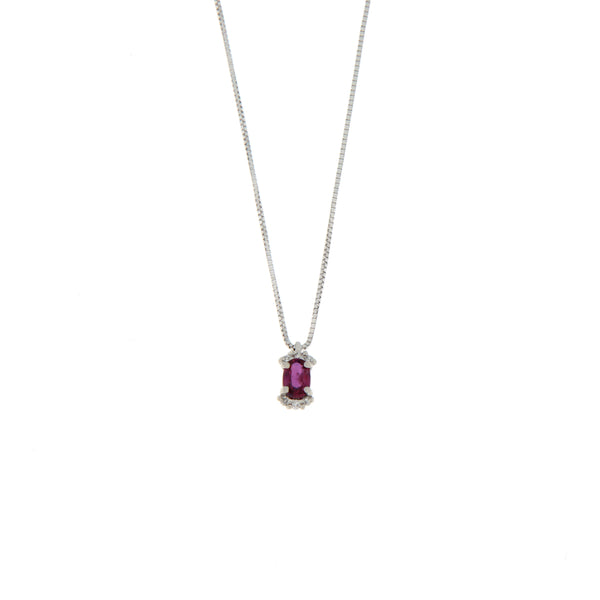 Girocollo Cambria Colore Oro Bianco Rubino Ct 0,18 Diamanti Ct 0,02