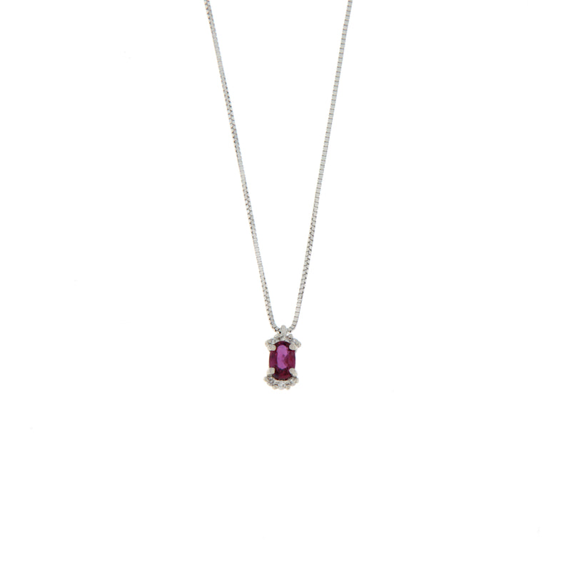 Girocollo Cambria Colore Oro Bianco Rubino Ct 0,18 Diamanti Ct 0,02