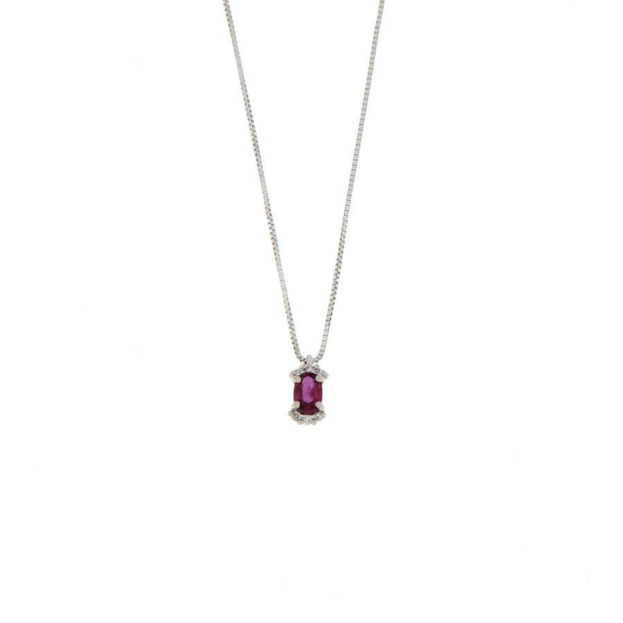 Girocollo Cambria Colore Oro Bianco Rubino Ct 0,18 Diamanti Ct 0,02