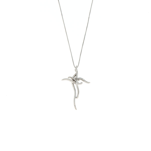 Girocollo Cambria Croci Oro Bianco Diamanti Ct 0,08