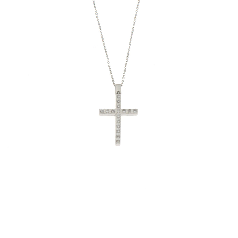 Girocollo Cambria Croci Oro Bianco Diamanti Ct 0,14