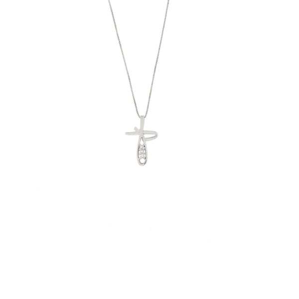 Girocollo Cambria Croci Oro Bianco Diamanti Ct 0,03