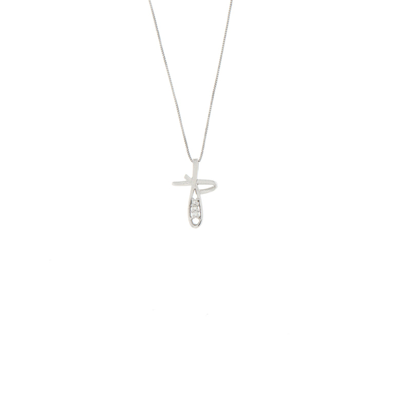 Girocollo Cambria Croci Oro Bianco Diamanti Ct 0,03