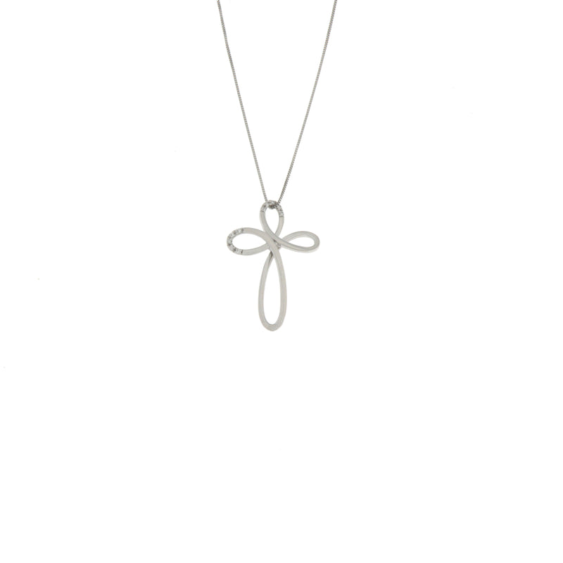 Girocollo Cambria Croci Oro Bianco Diamanti Ct 0,06