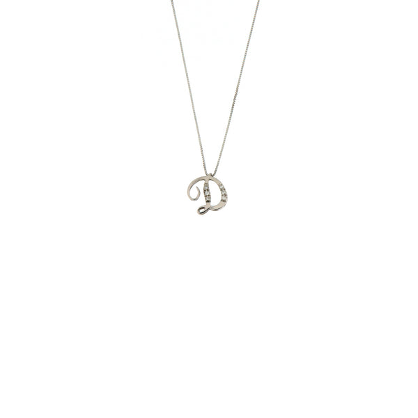 Girocollo Cambria Iniziale Oro Bianco Diamanti Ct 0,03