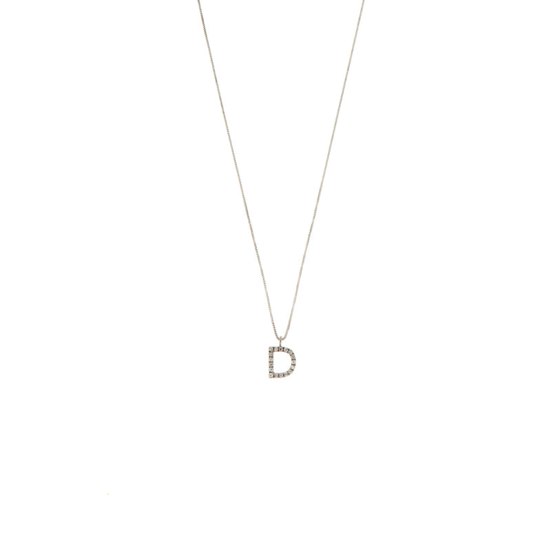 Girocollo Cambria Iniziale Oro Bianco Diamanti Ct 0,09