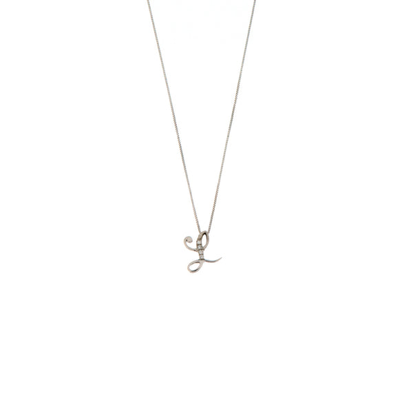 Girocollo Cambria Iniziale Oro Bianco Diamanti Ct 0,02