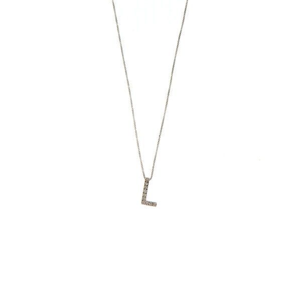 Girocollo Cambria Iniziale Oro Bianco Diamanti Ct 0,05