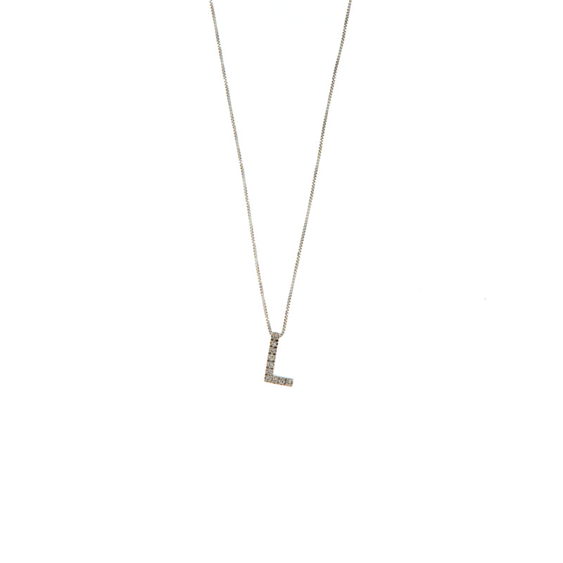 Girocollo Cambria Iniziale Oro Bianco Diamanti Ct 0,05