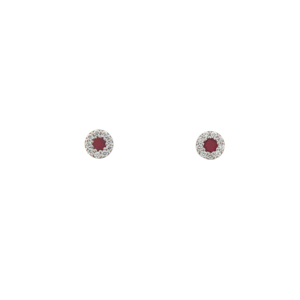Orecchini Cambria Colore Oro Bianco Rubino Ct 0,20 Diamanti Ct 0,15