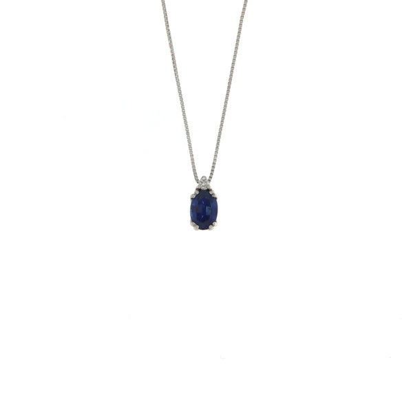 Girocollo Cambria Colore Oro Bianco Zaffiro Ct 0,59 Diamanti Ct 0,015