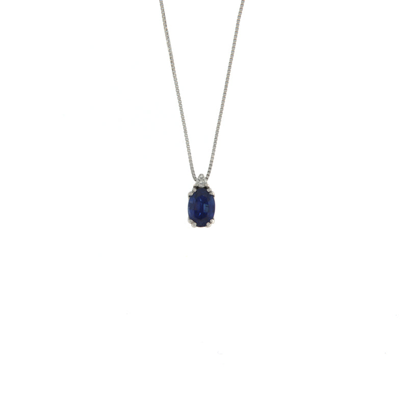 Girocollo Cambria Colore Oro Bianco Zaffiro Ct 0,59 Diamanti Ct 0,015