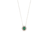 Girocollo Cambria Colore Oro Bianco Diamanti Ct 0,38 Smeraldo Ct 1,17