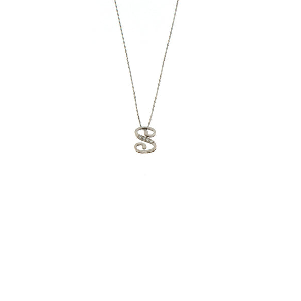 Girocollo Cambria Iniziale Oro Bianco Diamanti Ct 0,02