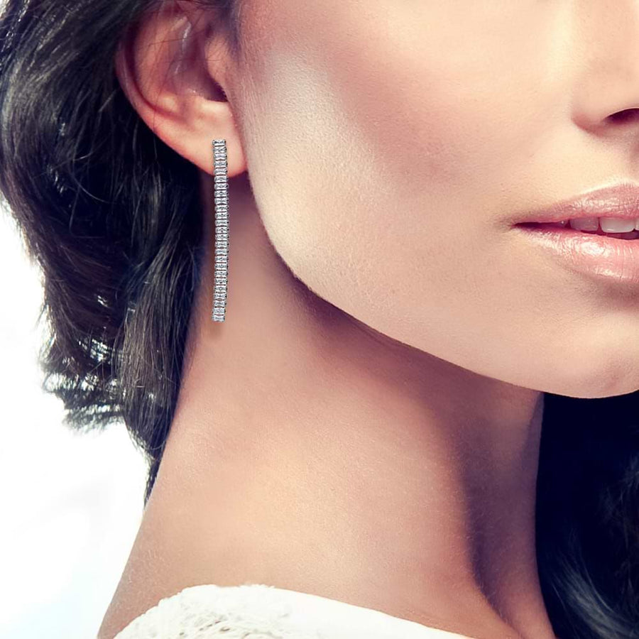 Stroili Orecchini Pendenti Strass Metallo Rodiato