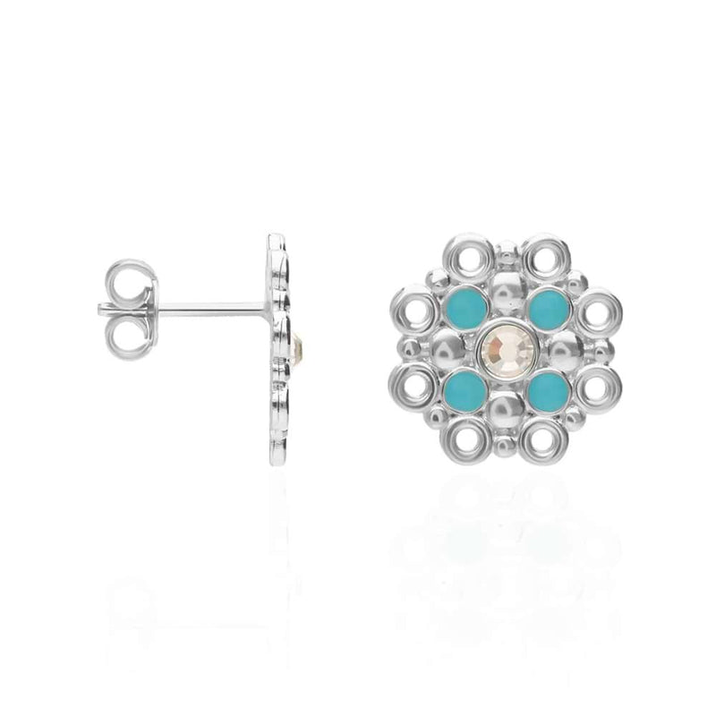 Stroili Orecchini Lobo Ottone Rodiato Cristalli Smalto Azzurro
