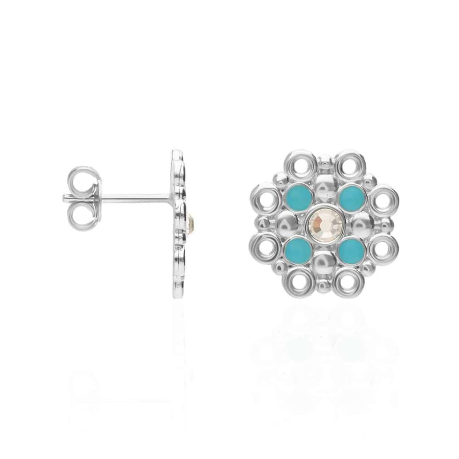 Stroili Orecchini Lobo Ottone Rodiato Cristalli Smalto Azzurro