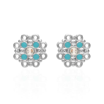 Stroili Orecchini Lobo Ottone Rodiato Cristalli Smalto Azzurro