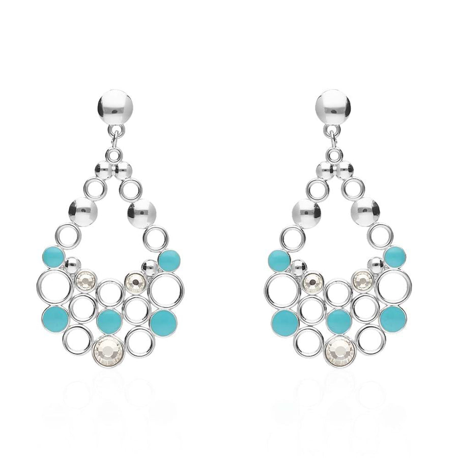 Stroili Orecchini Pendenti Goccia Ottone Rodiato Cristalli Smalto Azzurro