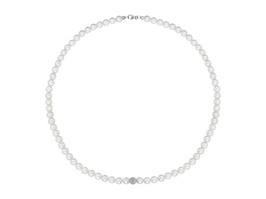 Kioto Collana Perle Gold Oro Bianco Mm 6 Sfera Satinata Mm 6 (4641926545489)