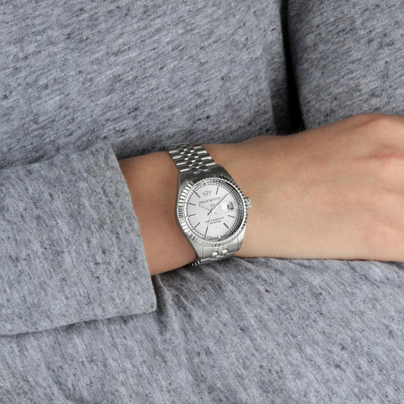 Philip Watch Orologio Caribe Quarzo Solo Tempo Bianco Silver Dm 35 mm (4641412382801)