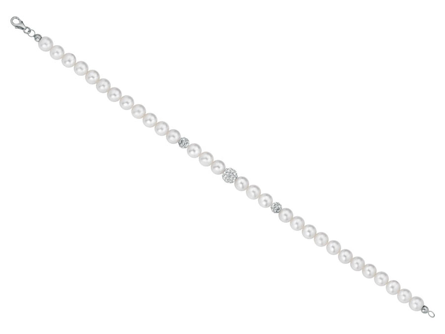 Kioto Bracciale Perla Zirconata Acqua Dolce Oro Bianco Mm 6 Zirconi 4 (4641925234769)