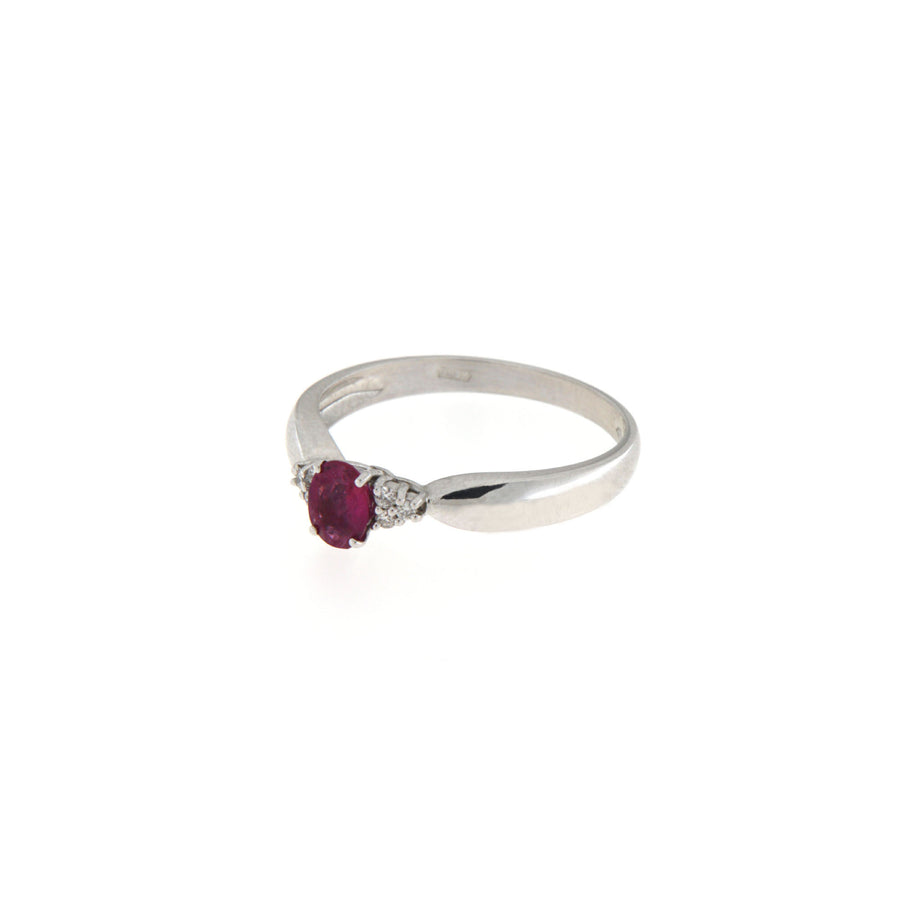 Anello Cambria Colore Oro Bianco Diamanti Rubino Ct 0,41 Ct 0,06