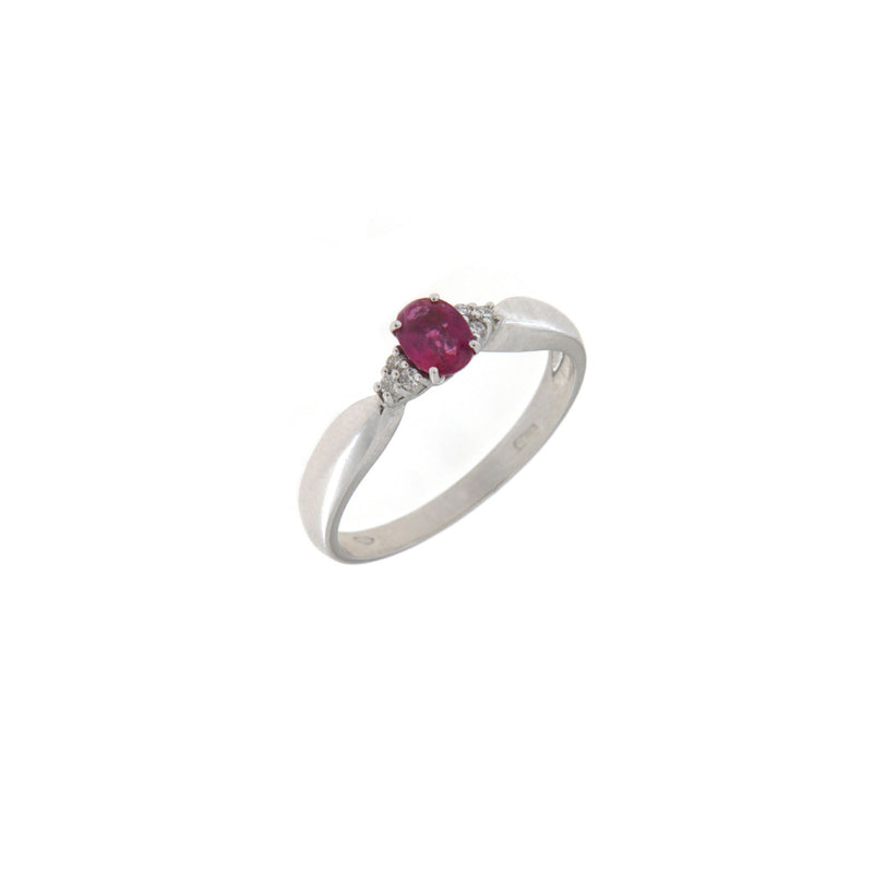 Anello Cambria Colore Oro Bianco Diamanti Rubino Ct 0,41 Ct 0,06