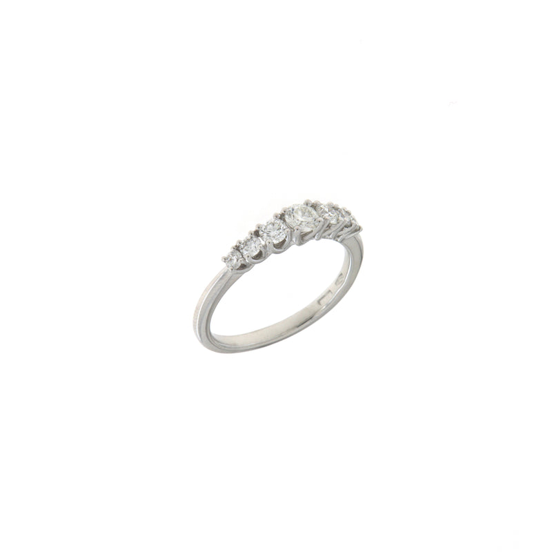 Anello Cambria Riviere 7 Pietre Oro Bianco Diamanti Ct 0,66