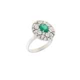 Anello Cambria Colore Oro Bianco Smeraldo Ct 1,01 Diamanti Ct 0,50