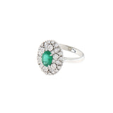 Anello Cambria Colore Oro Bianco Smeraldo Ct 1,01 Diamanti Ct 0,50