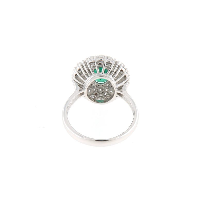 Anello Cambria Colore Oro Bianco Smeraldo Ct 1,01 Diamanti Ct 0,50