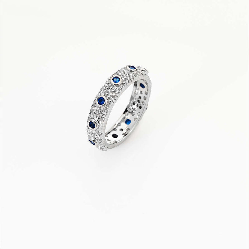 Amen Anello Rosario Zirconi Blu