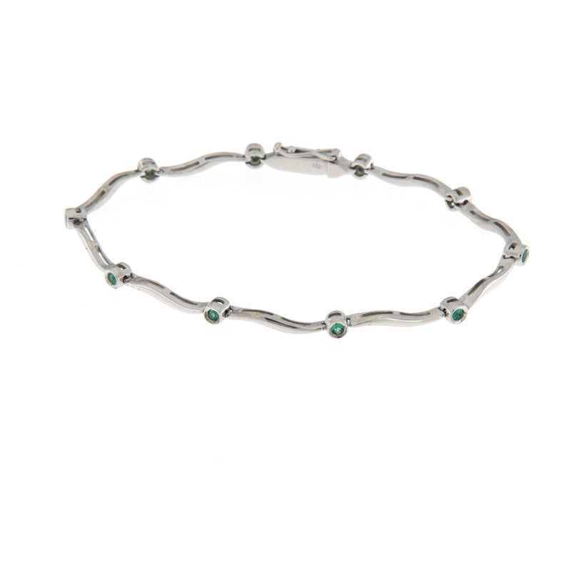 Bracciale Cambria Colore Oro Bianco Smeraldi Ct 0,30