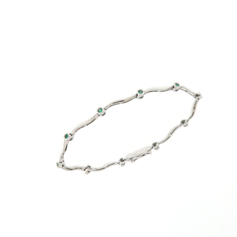 Bracciale Cambria Colore Oro Bianco Smeraldi Ct 0,30