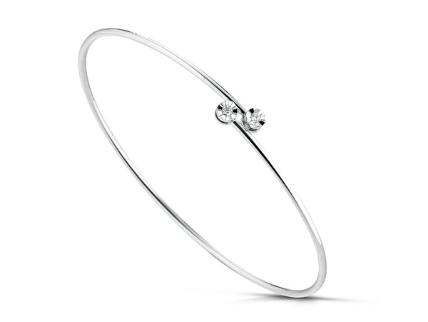 PG Gioielli Bracciale Rigido Oro Bianco Diamanti Ct 0,04