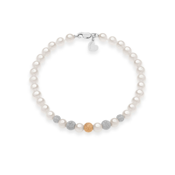 Comete Bracciale Oro Bianco Giallo Rosè Perle Mm 5/5,5