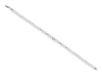 Kioto Bracciale Perla Rigata Oro Bianco Mm 5,5 Sfera Oro Bianco Mm 5 Mm 3 (4641925267537)