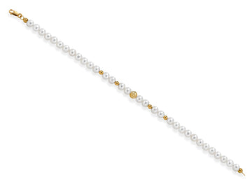 Kioto Bracciale Perla Acqua Dolce Oro Giallo Mm 5/5,5 Sfera Sfaccettata Oro Giallo Mm 5 Sfera Sfaccettata Oro Giallo Mm 3 (4641925103697)